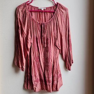 Solitaire Mauve Peasant Boho Blouse Size Large